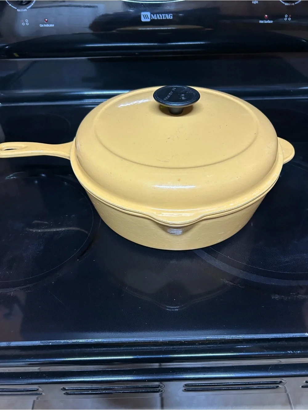 Le Creuset Yellow Cast Iron Skillet with Lid - Yellow